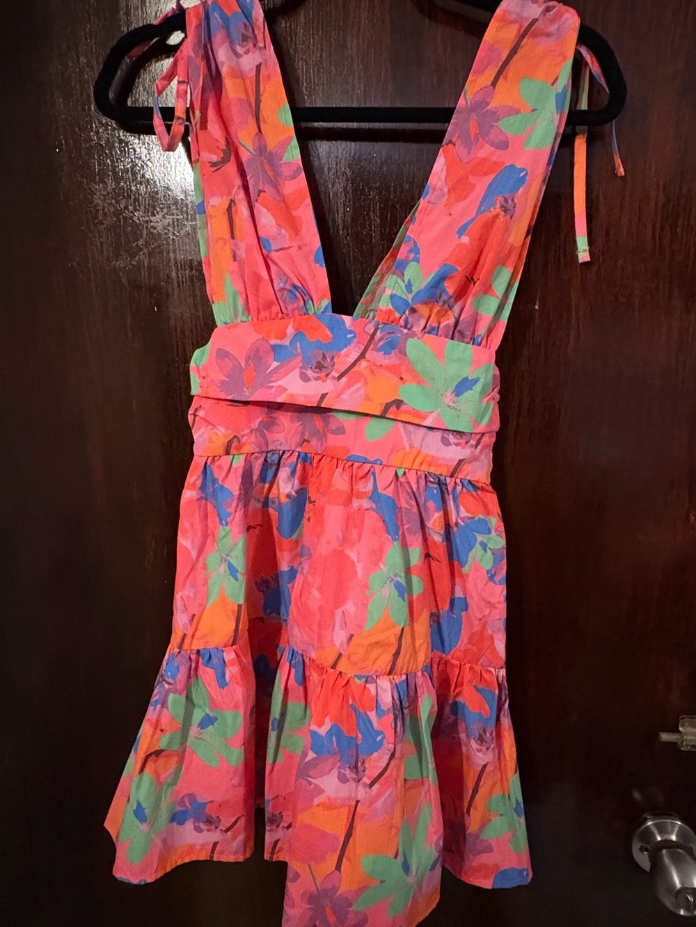 Bundle 3 for $25. NWT Floral Tie-Strap Mini Dress in Bright Pink Multi. Size 2.